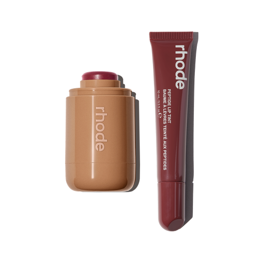 pocket blush in date cake, peptide lip tint in pbj