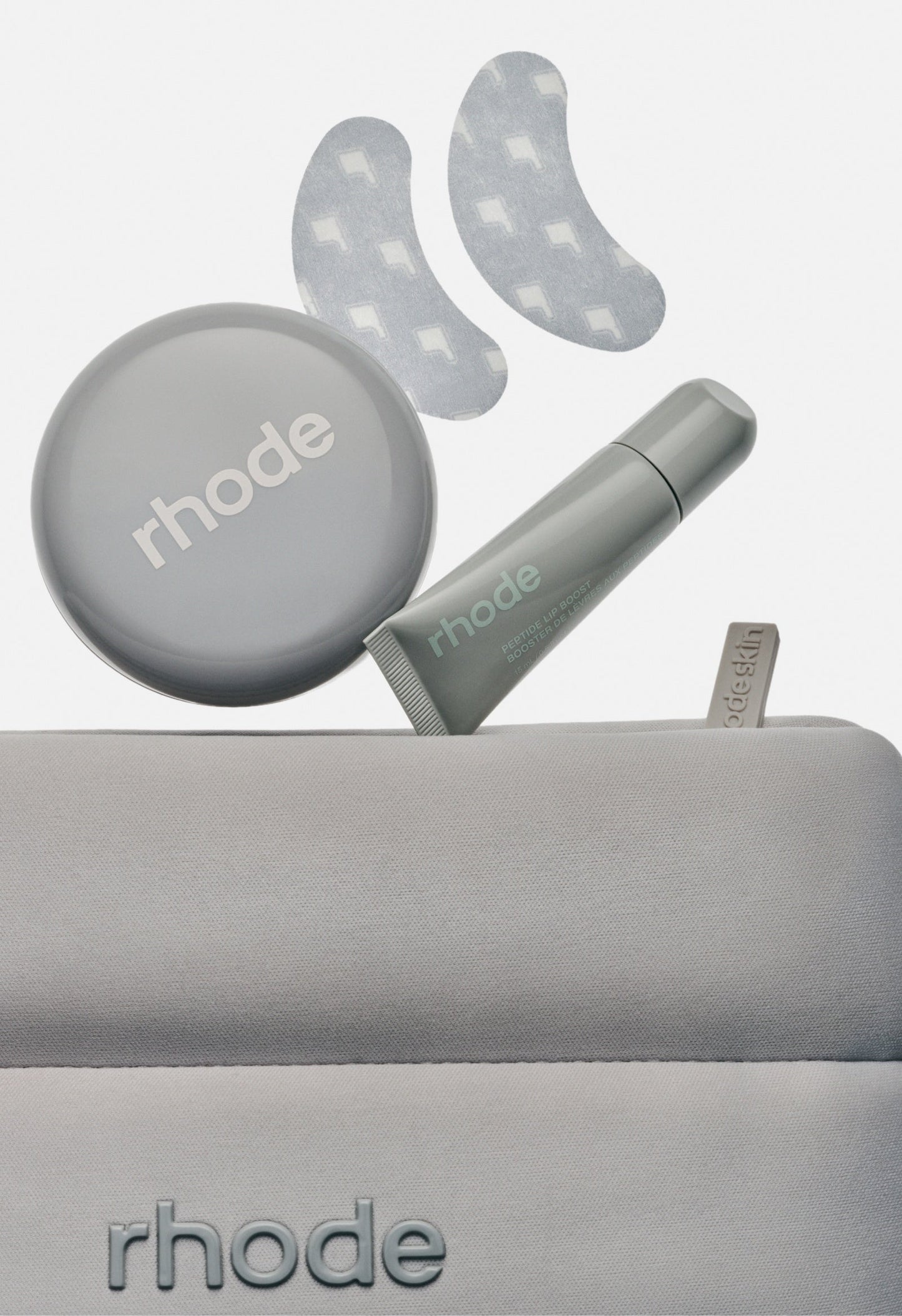 grey bubble bag, caffeine reset, peptide eye prep r icon, peptide lip boost sugarmint