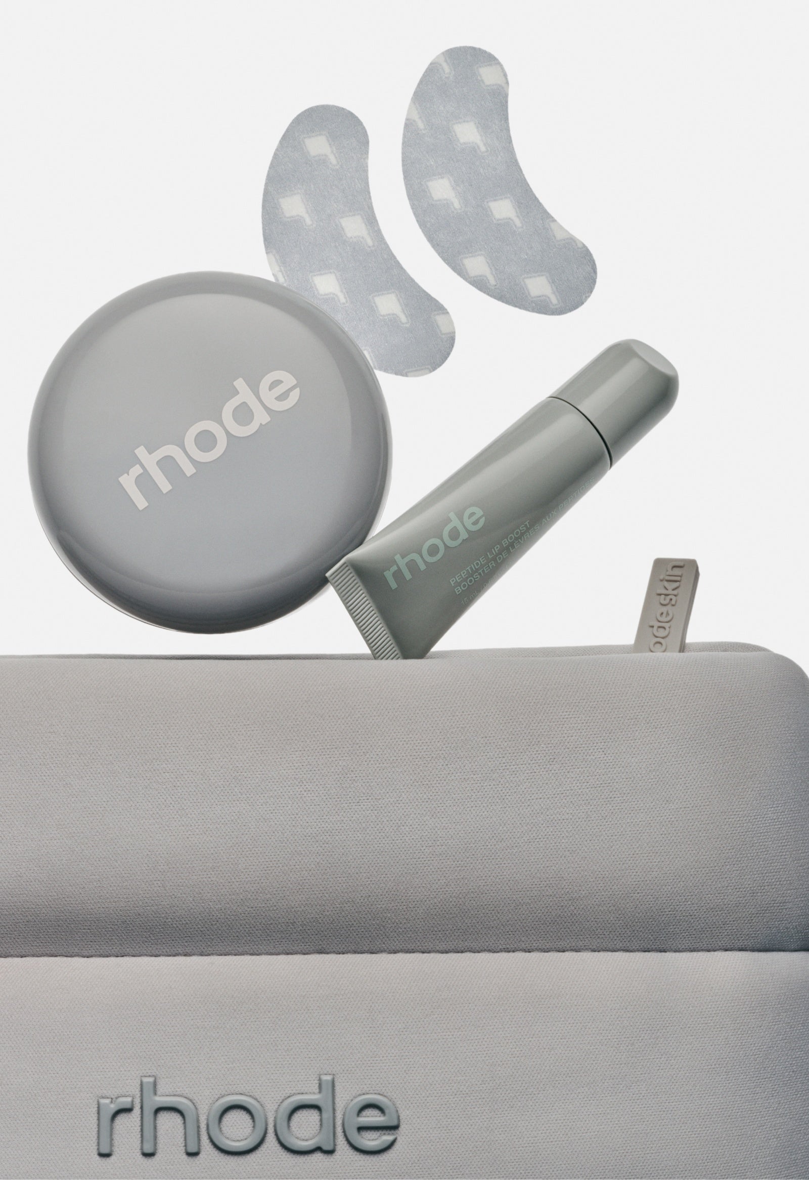 grey bubble bag, caffeine reset, peptide eye prep r icon, peptide lip boost sugarmint