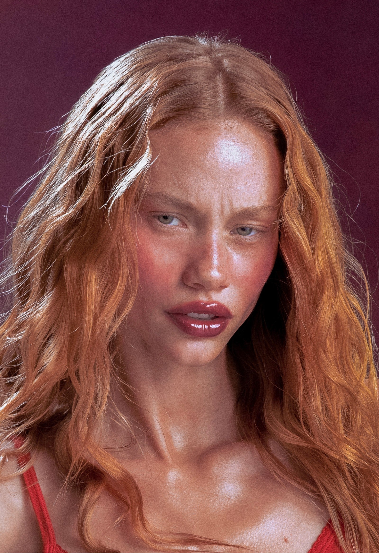 model wearing date cake blush