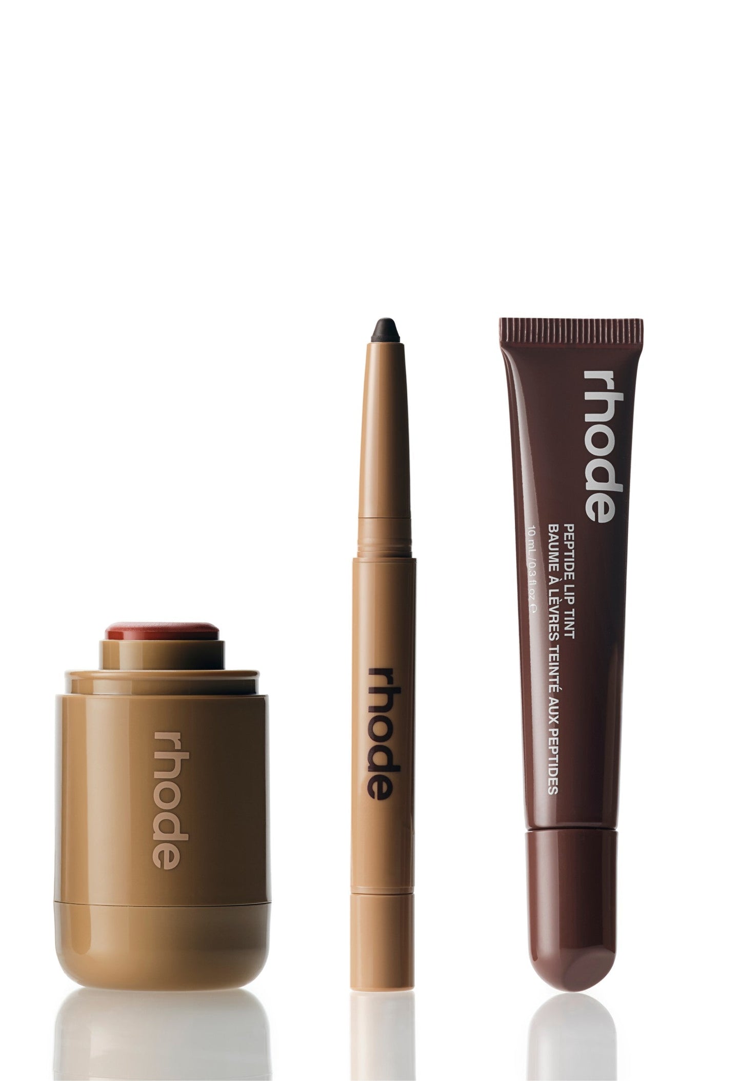 pocket blush sun soak, peptide lip shape flex, peptide lip tint espresso