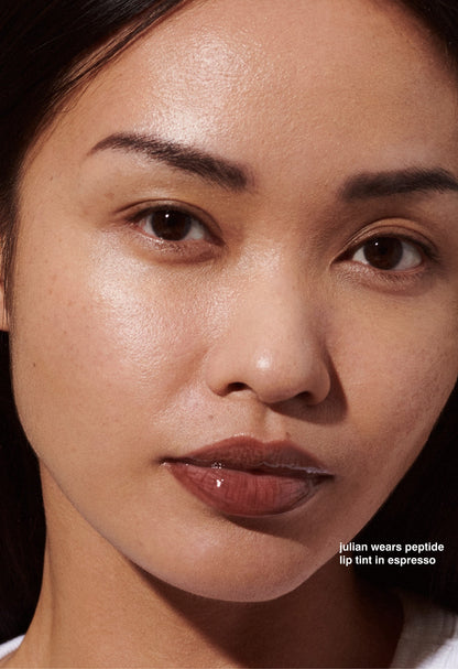 julian wears peptide lip tint in espresso