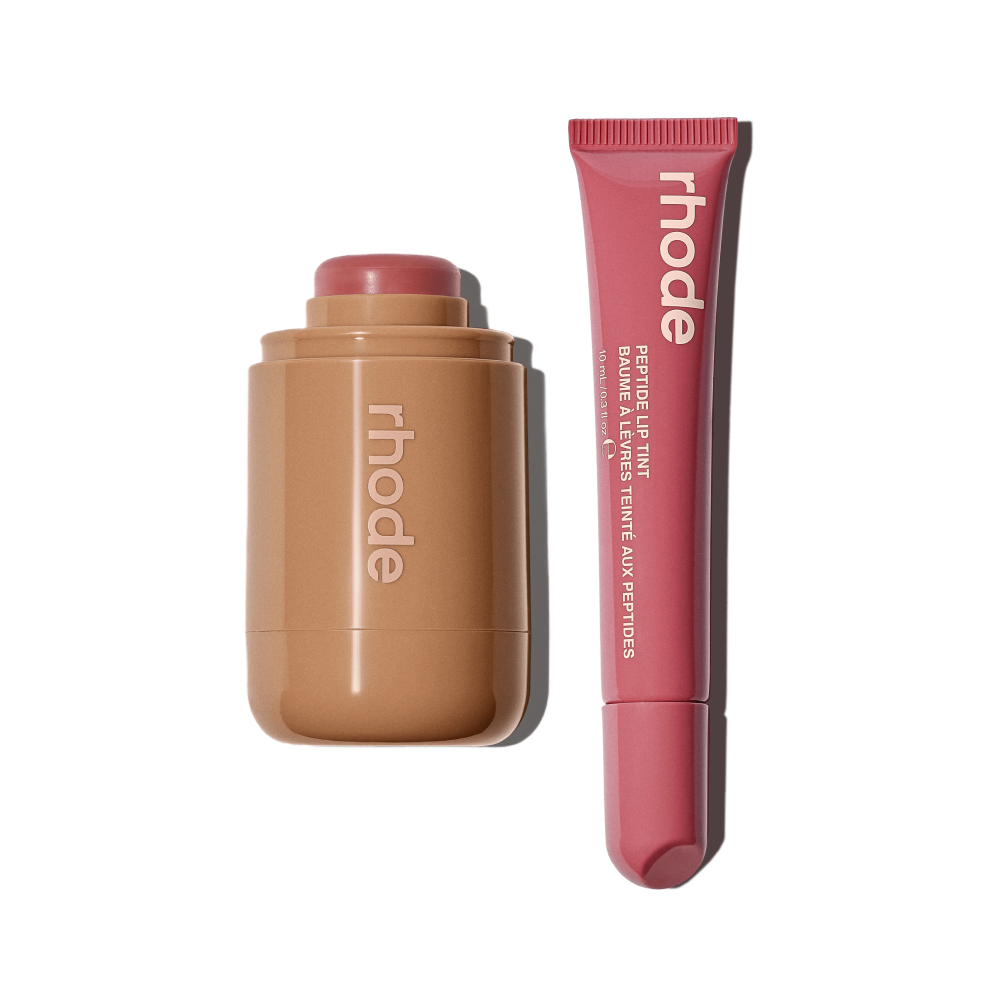 pocket blush tan line and peptide lip tint salty tan