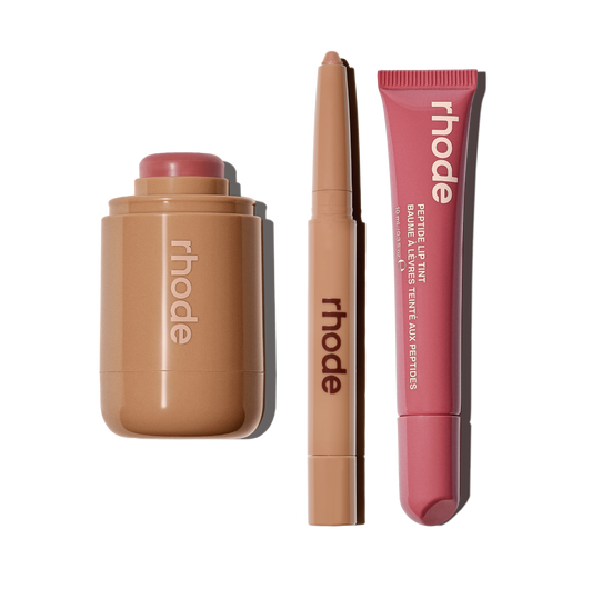 pocket blush tan line, pocket blush twist, peptide lip tint salty tan