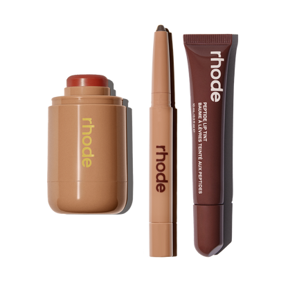 pocket blush sun soak, peptide lip shape flex, peptide lip tint espresso