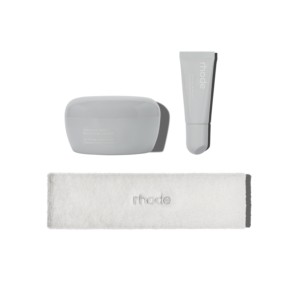 rhode headband, caffeine reset, peptide lip boost unscented