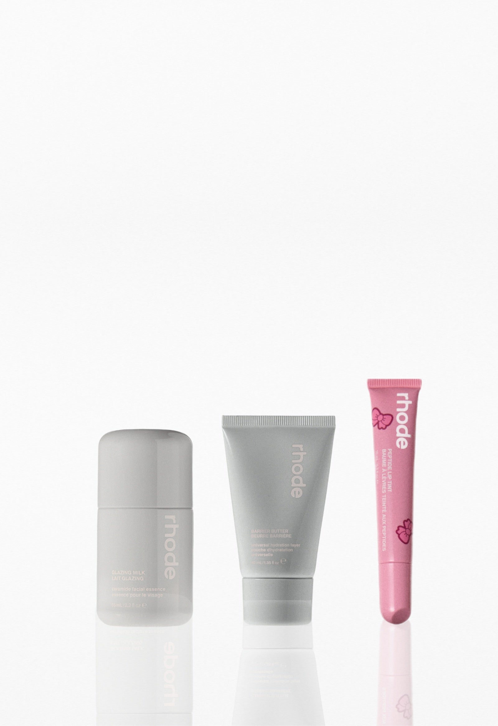 little glazing milk, little barrier butter, scented lip tint ribbon